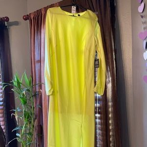 Women’s size L dress from EXPRESS yellow maxi dress with side split.